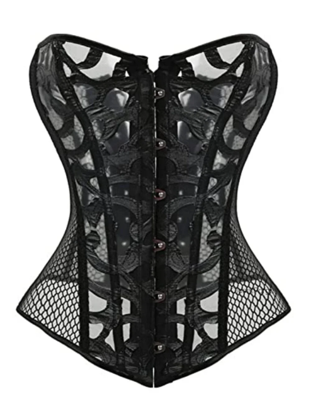 Satin Overbust Corset Lace-Up Bustier Shapewear Sweetheart Neckline Vintage